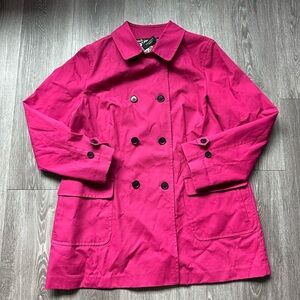 Talbots Pink Trench Coat Classic Double-Breasted Design